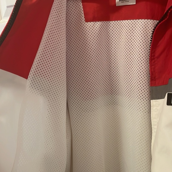BURBERRY Logo Patch Zip-up Nylon Track Jacket In White Red Reflective oversize L - Picture 9 of 10